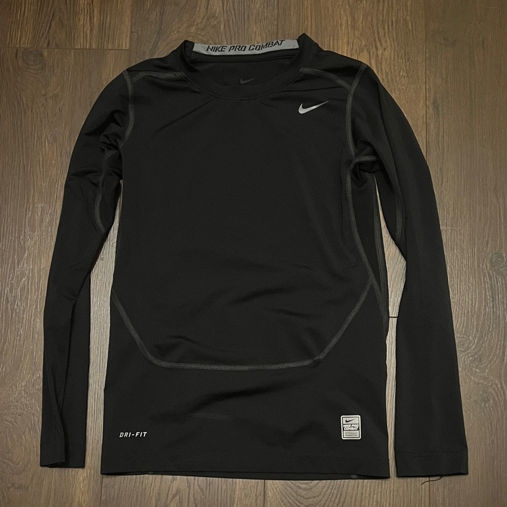 Nike Pro Combat Black Long Sleeve Top Youth Size Large